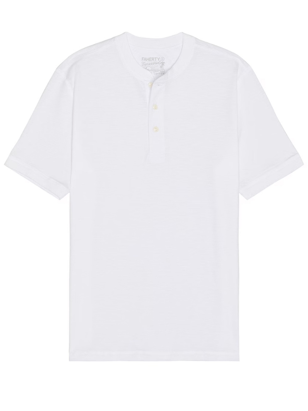 Faherty White Long-Sleeve Henley Shirt